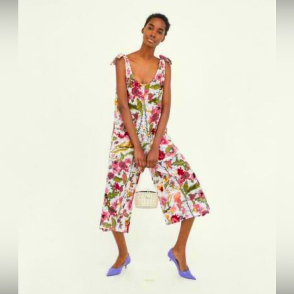 Zara Other - Zara Floral Textured Jumpsuit Cover Up 8 NWOT Resort Wear / Vacation